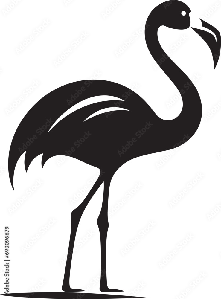 Flamingo Flight Bird Emblem Design Fuchsia Flourish Flamingo Logo Vector Art