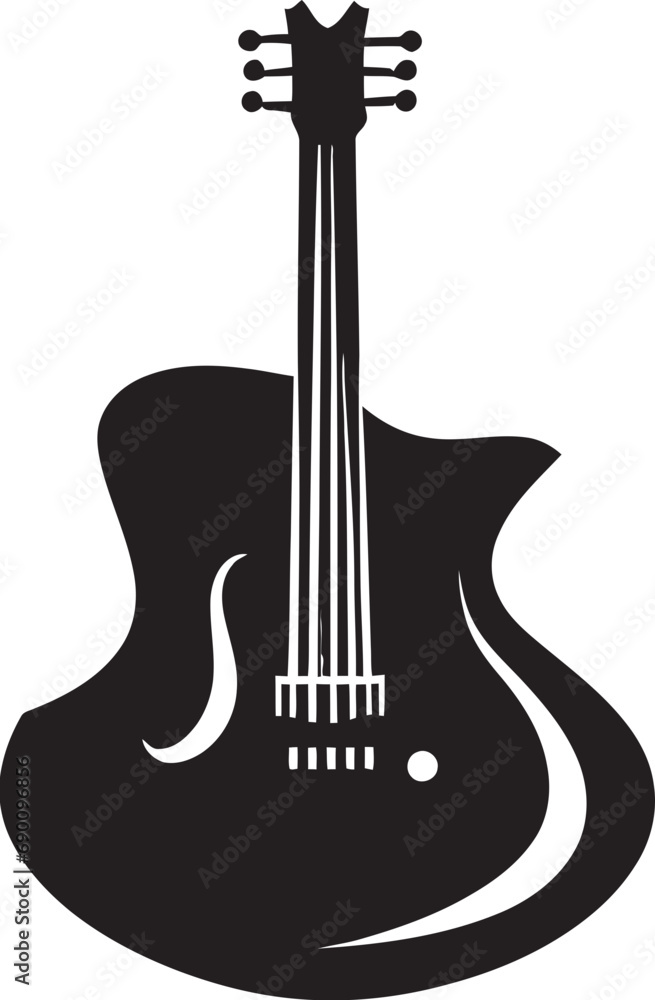 String Symphony Guitar Logo Vector Design Melodic Mastery Guitar Iconic Emblem