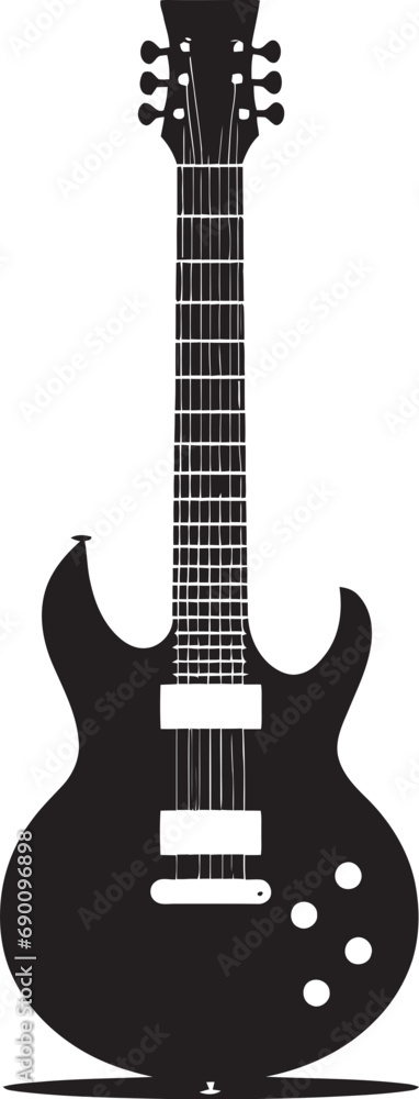 Obraz premium Musical Majesty Guitar Logo Vector Illustration Chord Convergence Guitar Iconic Emblem