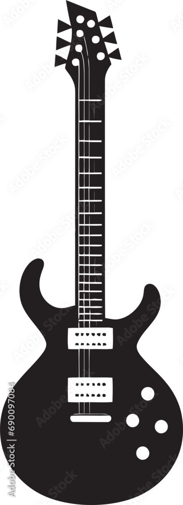 Obraz premium Euphonic Echoes Guitar Logo Vector Illustration Vibrant Versatility Guitar Iconic Emblem