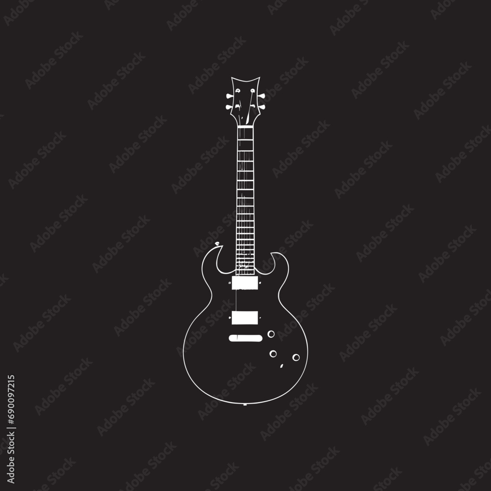 Naklejka premium Euphonic Echoes Guitar Logo Vector Symbol Vibrant Versatility Guitar Emblem Vector