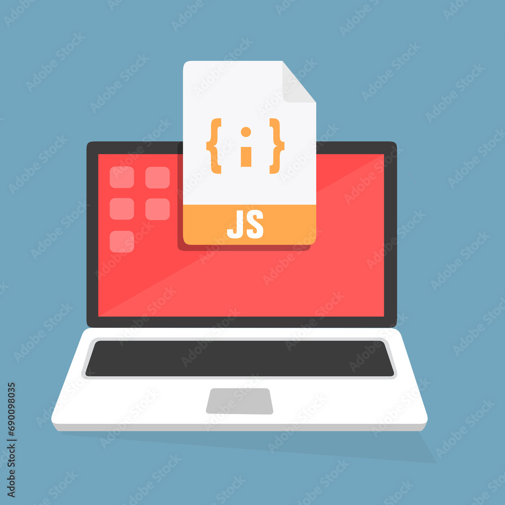 Formato di file con etichetta JS sul laptop - illustrazioni Formato di file con etichetta JS sul laptop - illustrazioni