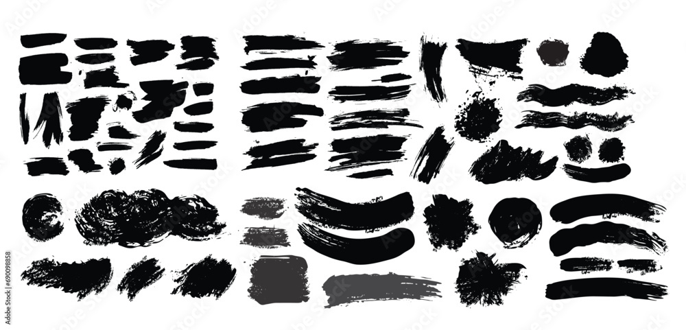 Big collection of black paint, ink brush strokes, brushes, lines, grungy. Dirty artistic design elements, boxes, frames. Vector illustration. Isolated on white background. Freehand drawing.
Big collection of black paint, ink brush strokes, brushes, lines, grungy. Dirty artistic design elements, boxes, frames. Vector illustration. Isolated on white background. Freehand drawing.