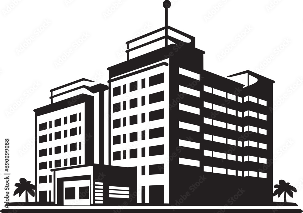 Caretaker Tower Clinic Logo Design Medical Nexus Hospital Emblem Vector Caretaker Tower Clinic Logo Design Medical Nexus Hospital Emblem Vector