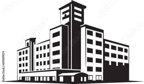 Healthscape Hub Hospital Icon Vector Cure Citadel Clinic Emblem Vector