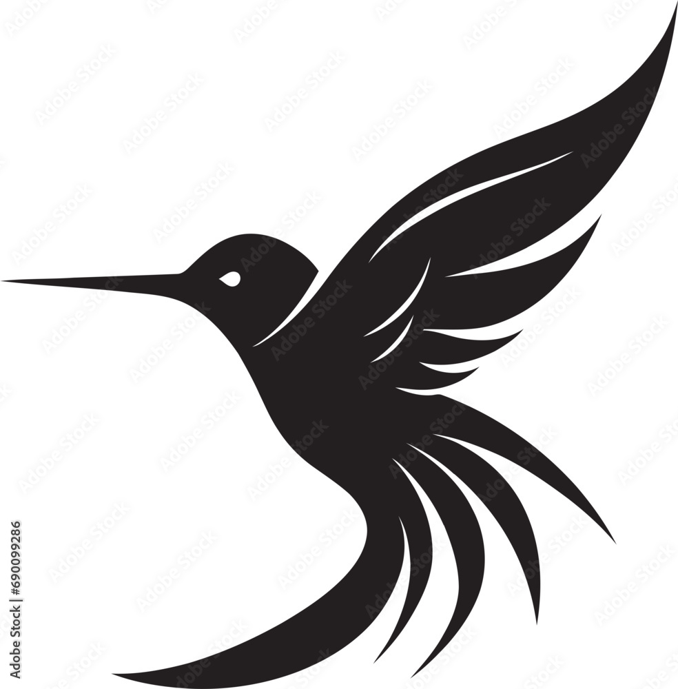 Fototapeta premium Airborne Aesthetic Hummingbird Iconic Zephyr Zing Hummingbird Logo Symbol