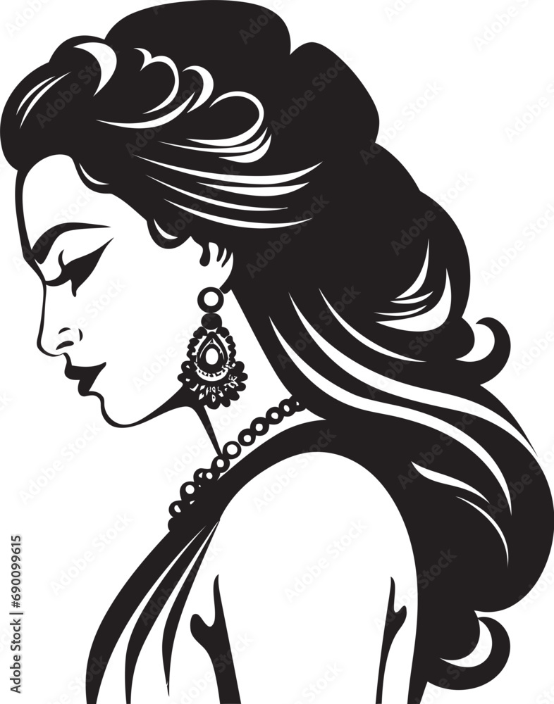 Ethnic Elegance: Bride Icon Vector Maharani's Mark: Wedding Woman Emblem Ethnic Elegance: Bride Icon Vector Maharani's Mark: Wedding Woman Emblem