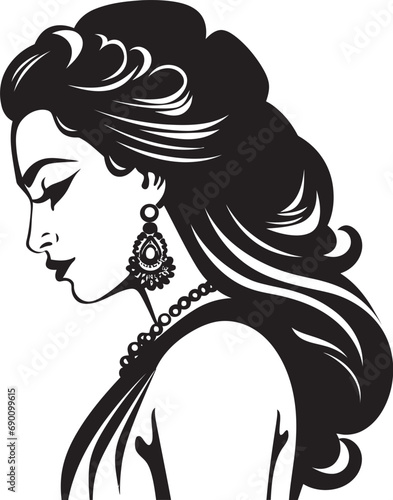 Ethnic Elegance: Bride Icon Vector Maharani's Mark: Wedding Woman Emblem