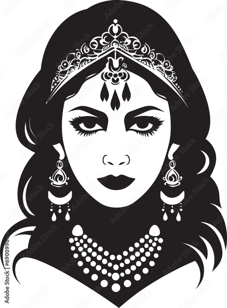 Opulent Occasion: Bride Icon Vector Celebratory Charm: Indian Wedding Woman Opulent Occasion: Bride Icon Vector Celebratory Charm: Indian Wedding Woman