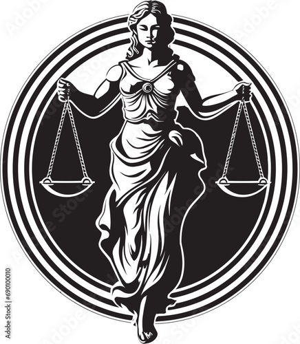 Judicial Grace: Justice Lady Vector Virtuous Vigilance: Iconic Justice Lady