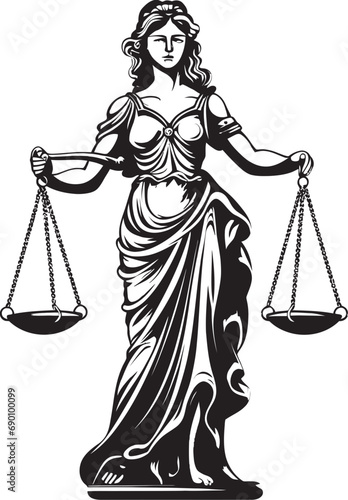 Judicial Grace: Justice Lady Vector Virtuous Vigilance: Icon of Justice Lady
