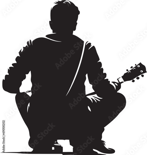 Harmonic Horizon Musician Icon Vector Acoustic Anthem Guitar Player Logo Art