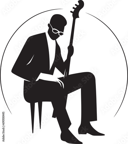 Acoustic Aura Guitarist Logo Vector Rhythm Rapture Musician Emblem Design