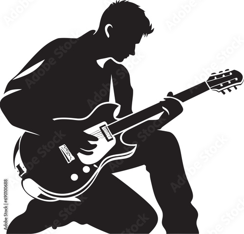Melodic Muse Musician Icon Design Serenade Style Guitar Player Vector Icon