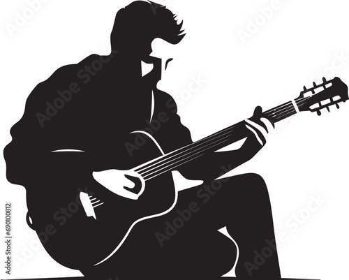 Acoustic Aria Musician Emblematic Emblem Rhythmic Reverberation Guitarist Logo Design