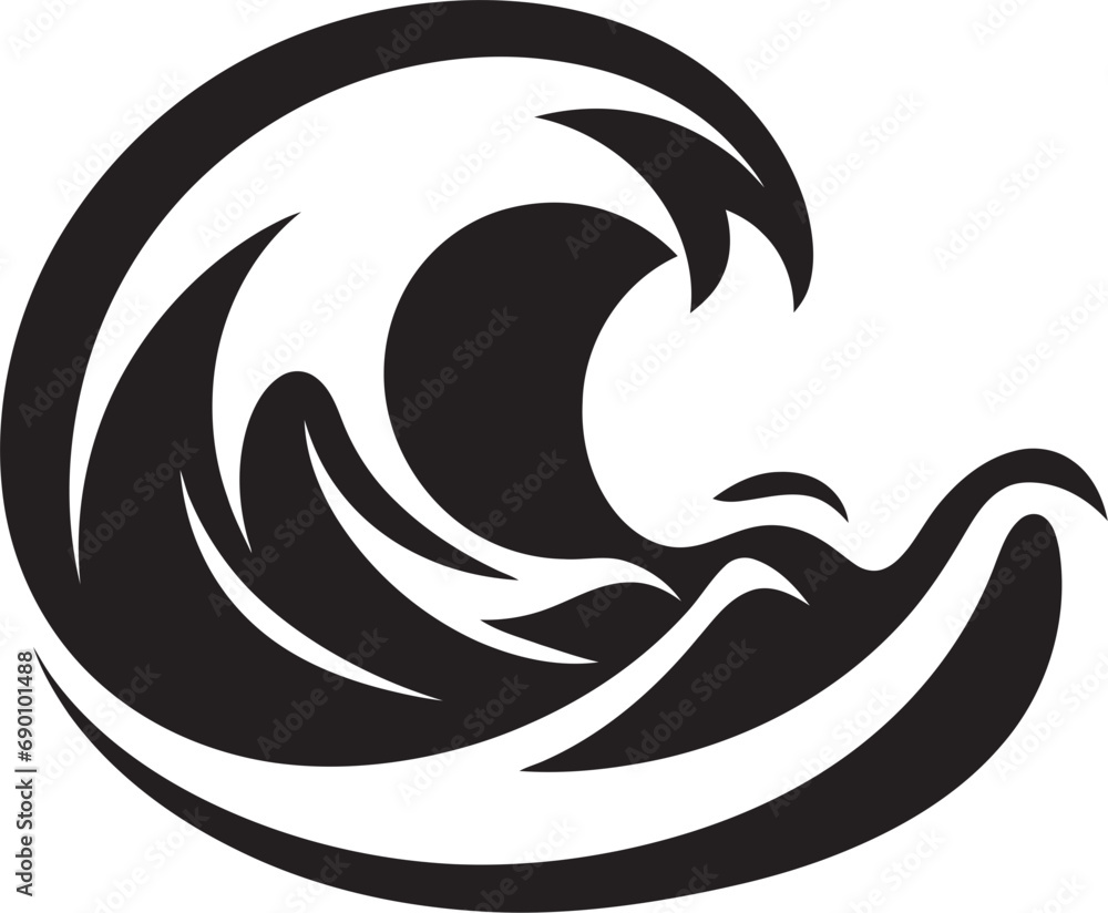 Fototapeta premium Tranquil Tide Minimalist Wave Emblem Design Ebb and Flow Water Wave Icon Vector