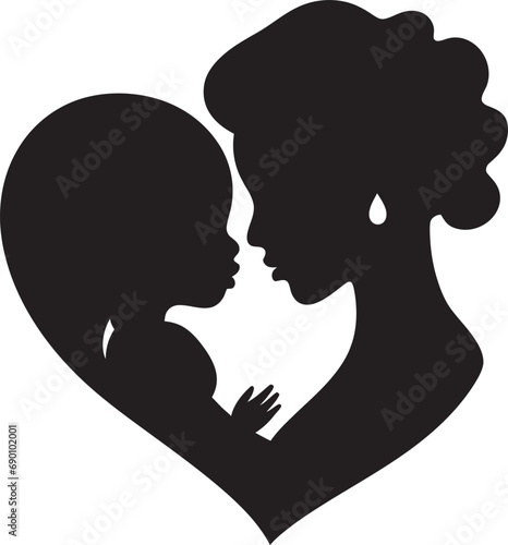 Tender Ties: Woman and Child Emblem Unconditional Care: Mother's Day Vector