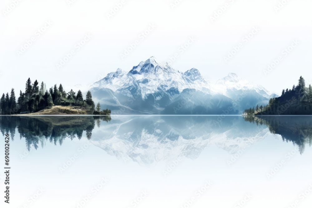 Obraz premium Peak Reflections Serene Lake in Captivating Mountain Art