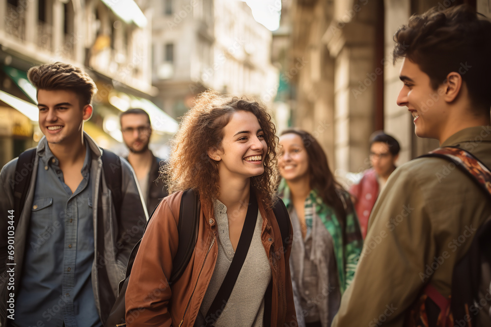 International students exploring a new city - embodying the spirit of cultural exchange - adventure - and learning while broadening horizons. International students exploring a new city - embodying the spirit of cultural exchange - adventure - and learning while broadening horizons.