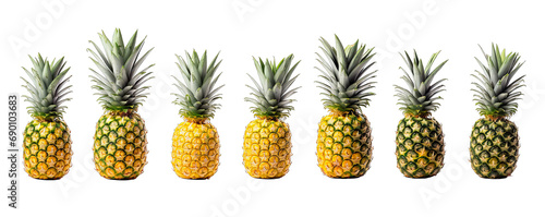 Collection Natural Fresh Pineapple Border On Transparent Background