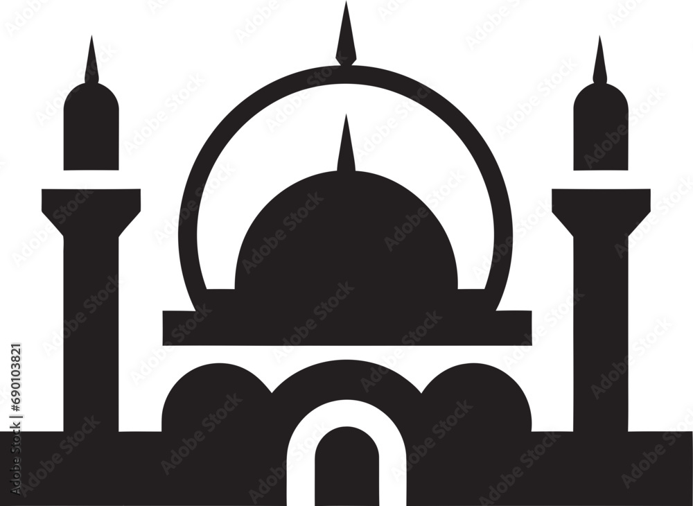 Spiritual Haven Mosque Icon Vector Serene Sanctuary Mosque Logo Design