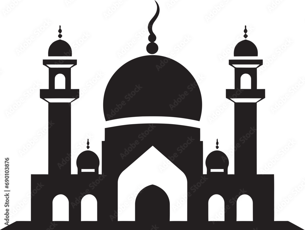 Sacred Symmetry Emblematic Mosque Icon Spiritual Refuge Mosque Logo Vector
