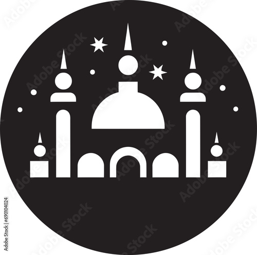 Heavenly Haven Mosque Vector Icon Minaret Majesty Emblematic Mosque Emblem