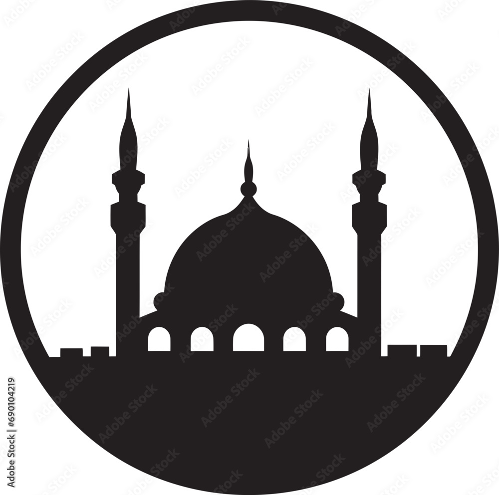 Hallowed Heights Iconic Mosque Emblem Mosque Majesty Emblematic Logo Vector