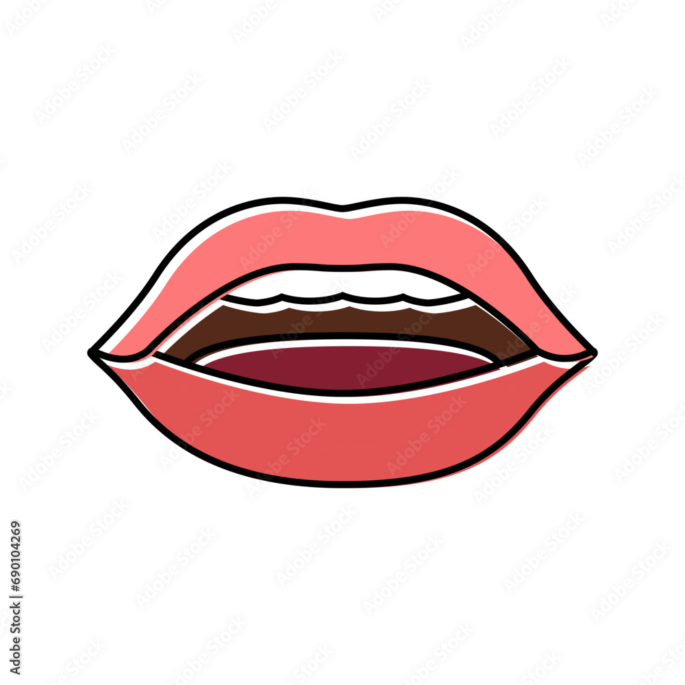 u letter mouth animate color icon vector. u letter mouth animate sign. isolated symbol illustration