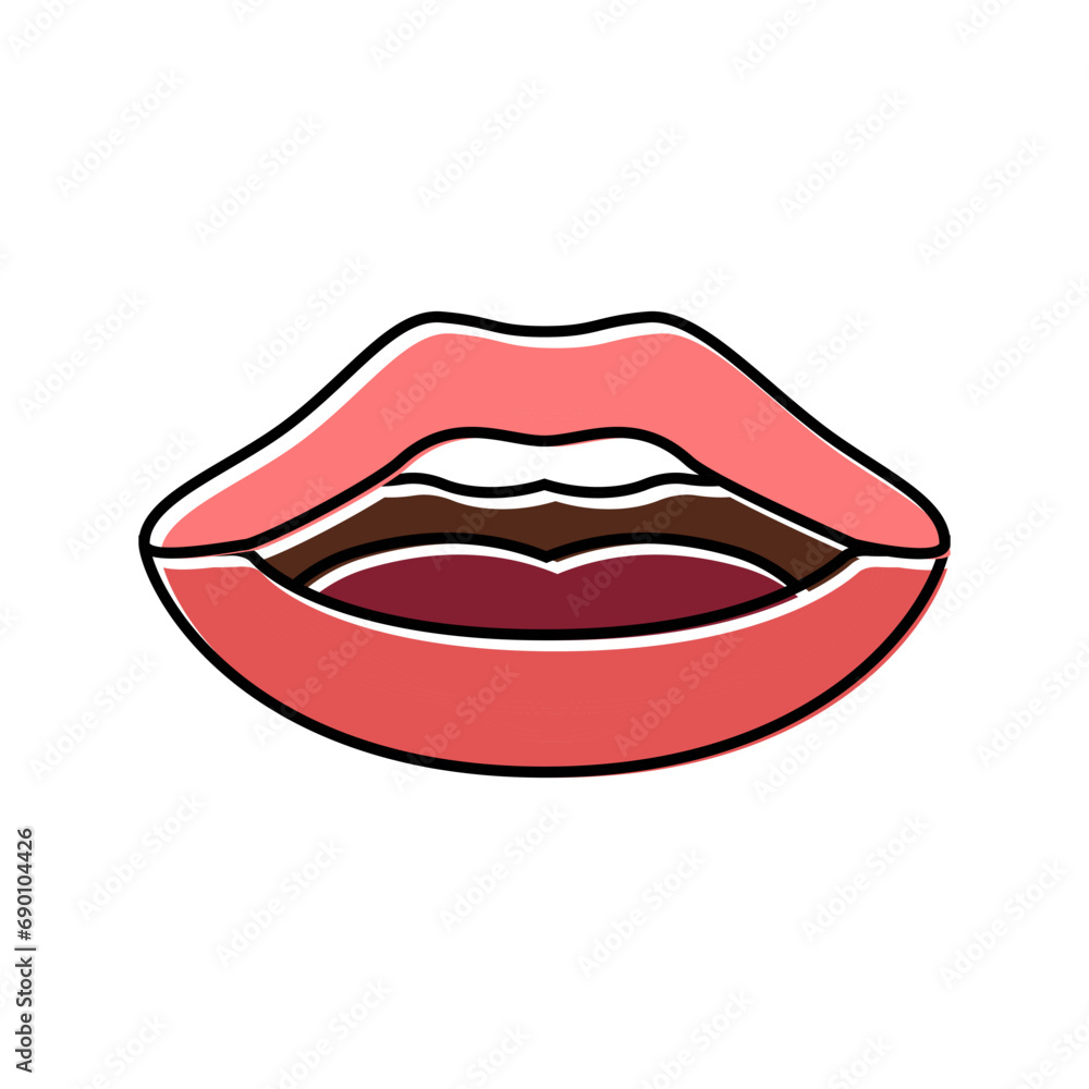 q w letter mouth animate color icon vector. q w letter mouth animate sign. isolated symbol illustration