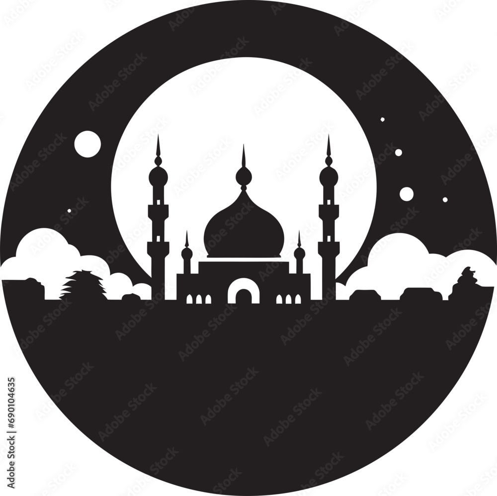 Sanctified Serenity Mosque Icon Vector Divine Dwelling Emblematic Mosque Icon