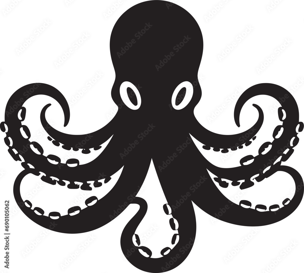 Deepwater Dynamics Octopus Icon Vector Inked Illusion Octopus Logo Design