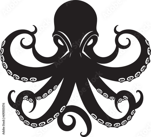 Subaquatic Serenity Octopus Emblem Design Inked Intricacy Octopus Icon Vector