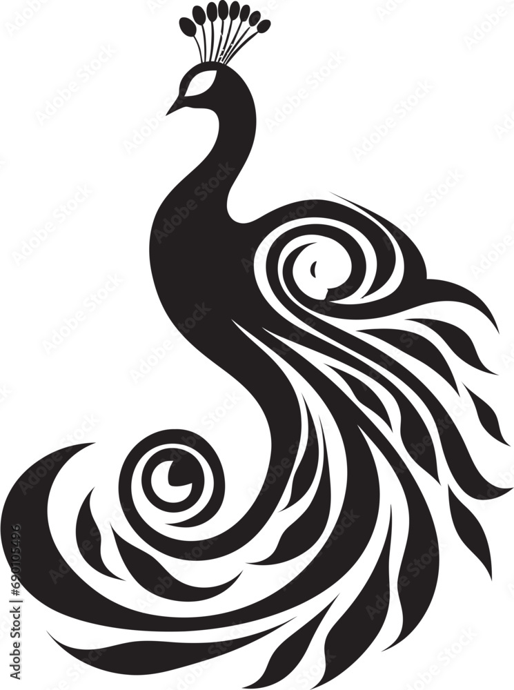Fototapeta premium Majestic Elegance Iconic Peacock Vector Vibrant Vision Peacock Logo Design
