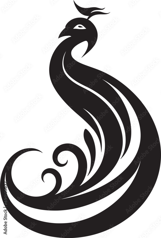 Fototapeta premium Ornate Odyssey Peacock Logo Design Radiant Regalia Peacock Emblematic Icon
