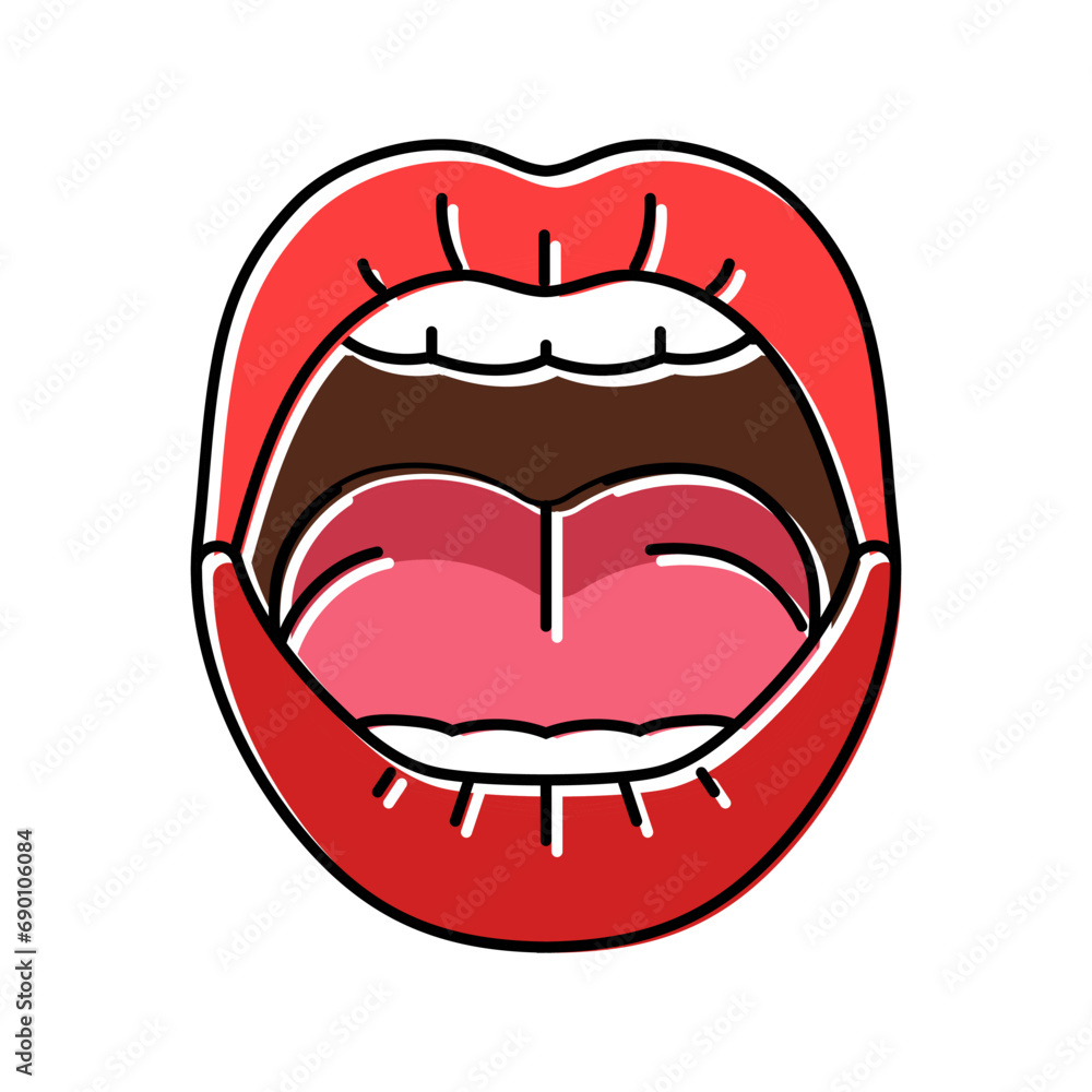 Naklejka premium open sexy mouth female color icon vector. open sexy mouth female sign. isolated symbol illustration
