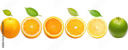 Collection Natural Fresh Orange Fruit, Green, Orange And Yellow On Transparent Background