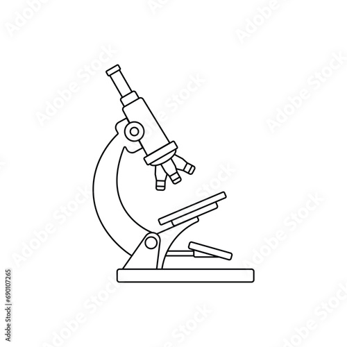 Microscope laboratory science, outline style, Consider incorporating a stylized, clean and minimalist design