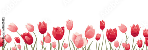 spring background. tulip flower bottom border under the wallpaper. free space for text.