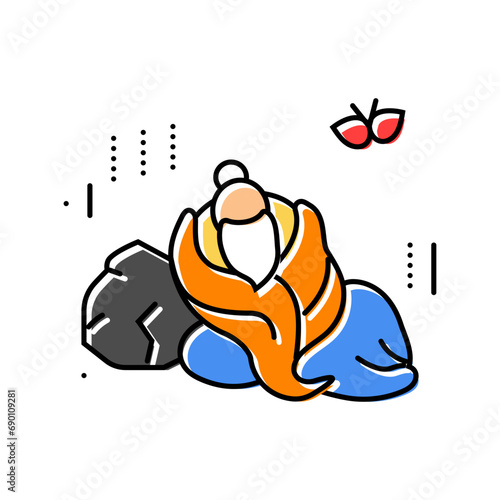 zhuangzi butterfly dream color icon vector. zhuangzi butterfly dream sign. isolated symbol illustration