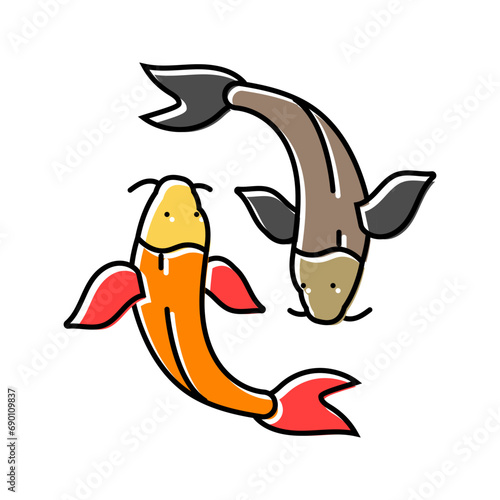 yin yang fish taoism color icon vector. yin yang fish taoism sign. isolated symbol illustration