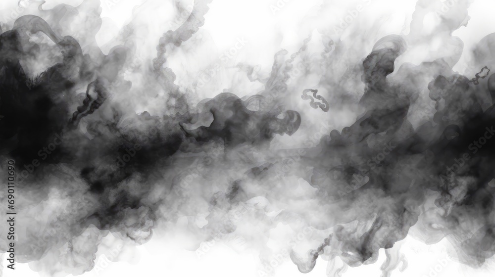 Fototapeta premium Smoke Contrast. Monochrome on White Background