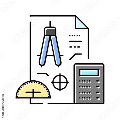 precision drafting architectural drafter color icon vector. precision drafting architectural drafter sign. isolated symbol illustration