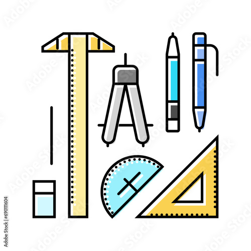 drafting tools architectural drafter color icon vector. drafting tools architectural drafter sign. isolated symbol illustration