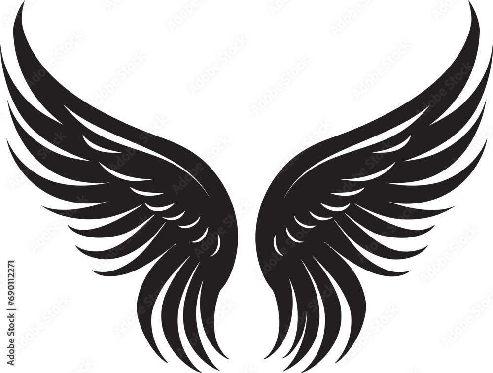 Obraz premium Celestial Feathers: Logo of Angel Wings Seraphic Soar: Angel Wings Icon Vector
