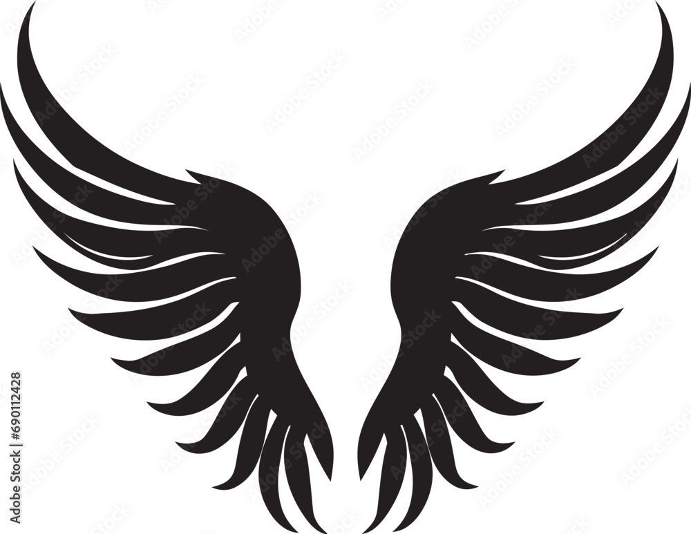 Fototapeta premium Cherubic Charm: Logo Vector Wings Celestial Feathers: Angel Wings Emblem