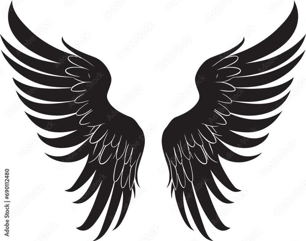 Fototapeta premium Serene Seraph: Iconic Angel Emblem Angelic Aura: Wings Logo Vector
