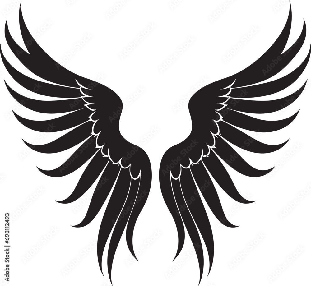 Fototapeta premium Celestial Feathers: Logo of Angel Wings Seraphic Soar: Angel Wings Icon Vector