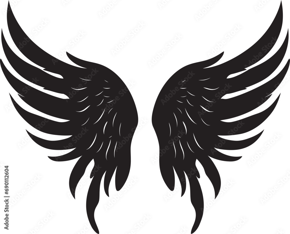 Obraz premium Celestial Feathers: Angel Wings Emblem Seraphic Soar: Iconic Wings Design