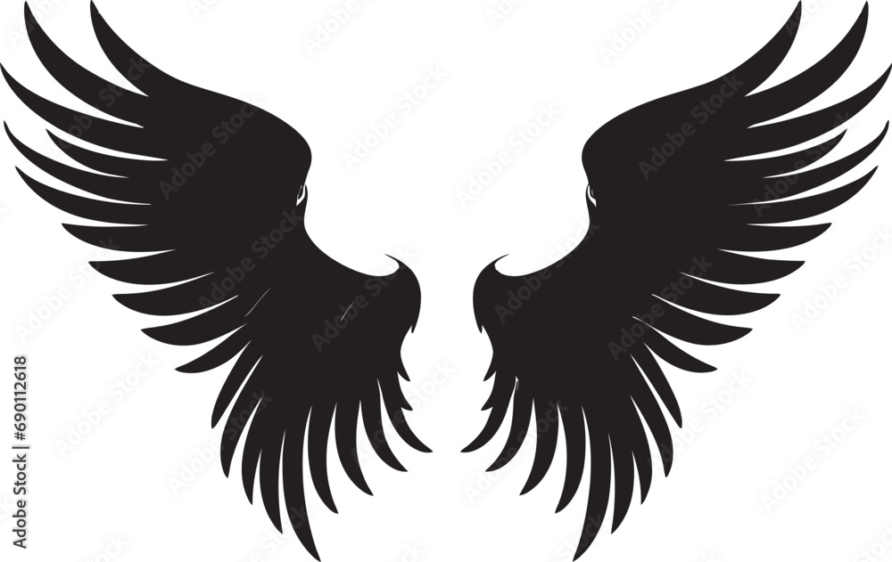 Fototapeta premium Graceful Guardian: Angelic Icon Cherubic Charm: Wings Icon Design